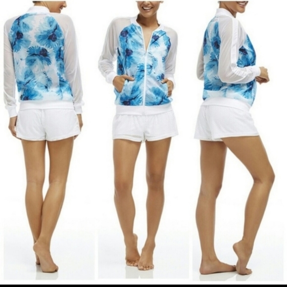 Fabletics Tropical Print Mesh Windbreaker Jacket - Picture 2 of 5